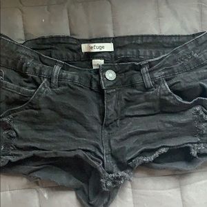 Denim black ripped shorts
